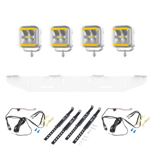 Proiector auxiliar OZZ SQR 3" Alb - pătrat / 10 cm / 60W / Ref. 25, 4 buc - Set complet