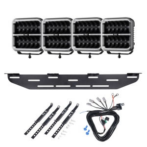 Proiector auxiliar OZZ SQR 9" Negru - pătrat / 21 cm / 160W / Ref. 50, 4 buc - Set complet