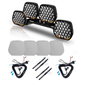 Proiector auxiliar PURELUX Panther 9 Long Range - Rotund / 23 cm / 240W / Off-Road, 4 buc - Set complet (WRC)
