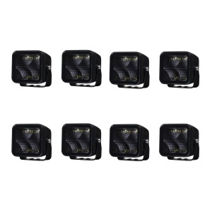 Proiector de lucru PURELUX Negru pătrat 40 Flood - 8 cm / 40W / fascicul larg, 8 buc