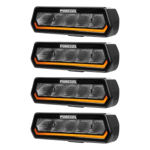 Set 4x Proiectoare LED Purelux Panther Alpha 30 R65 – 30W, 2593 lm fiecare, lumină wide + girofar R65, IP69K, 12V/24V