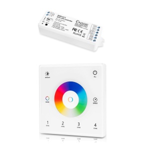 Telecomandă pentru bandă LED AGGE RGB+CCT Wall Suport Touch Panel 4-zones, RF 2.4 GHz, telecomandă + controler - Img 2