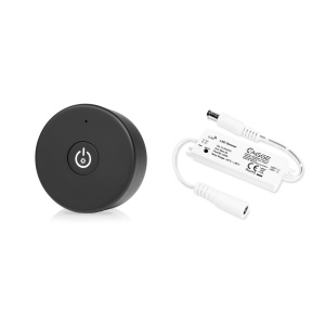 Controler pentru bandă LED AGGE mini pentru o singură culoare, RF 2.4 GHz, unitate de control + telecomandă reglarea intensității o tastă (Negru)