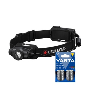 Lampă frontală LEDLENSER H5 Core - 350 lm / 2 x AA, Ledlenser H5 Core + 4 buc Varta Ultra Lithium AA baterii