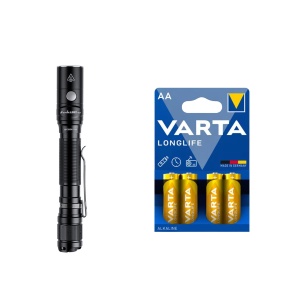 Lanternă FENIX LD22 V2 - 800 lm / 148 mm / Reîncărcabil / 2 x AA, Fenix LD22 V2 + 4 buc Varta Long Life baterii AA