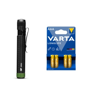 Lanternă GP Discovery CP21 - 20 lm / 113 mm / 1 x AAA, GP Discovery CP21 + 4 buc Varta Long Life baterii AAA
