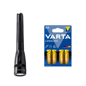 Lanternă MAGLITE Mini Pro LED AA - 332 lm / 168 mm / 2 x AA, Maglite Mini Pro LED AA + 4 buc Varta Long Life baterii AA