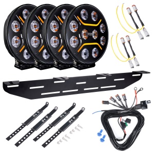 Proiector auxiliar Strands Dark Knight Intense 9" V2 - Rotund / 22 cm / 150W / Ref. 45, 4 buc - Set complet
