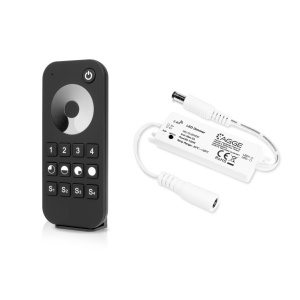 Controler pentru bandă LED AGGE mini pentru o singură culoare, RF 2.4 GHz, unitate de control + telecomandă reglarea intensității rotiță tactilă - Img 2