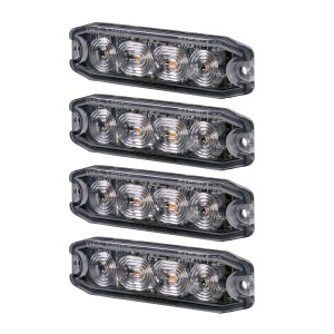 Lampă de avertizare PURELUX Strobe Ultra Slim - 12/24V / 8W / 96 mm, 4 buc