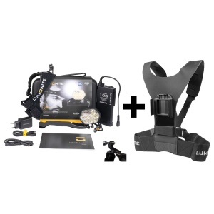 Lampă pentru cască de bicicletă LUMONITE Leader - 6838 lm / Reîncărcabil, Standard kit + Vestă pentru baterie