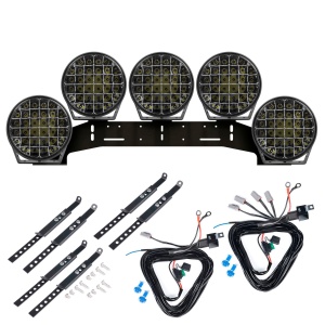 Proiector suplimentar PURELUX 9110 - Rotund / 23 cm / 175W / Off-road, 5 buc - Set complet (WRC)