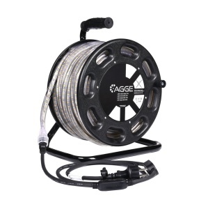 Bandă LED / Proiector de lucru AGGE 230V - 1500 lm/m, 25 m - tambur, bandă cu cablu de alimentare (4000K) - Img 2