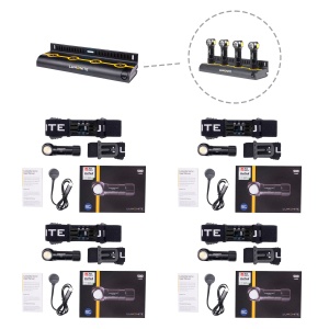 Lampă frontală LUMONITE Vector V2 - 500 lm / Reîncărcabil, 4 x Standard kit + Stație de încărcare multiplă