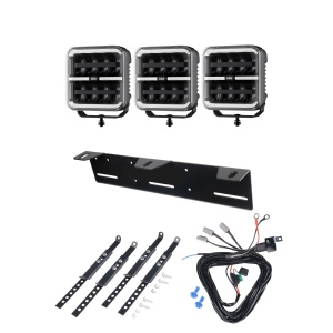 Proiector auxiliar OZZ SQR 7" Negru - pătrat / 18 cm / 160W / Ref. 50, 3 buc - Set complet
