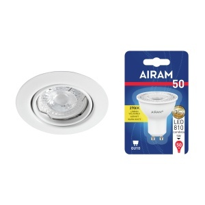 Ramă de montaj pentru spot încastrat AIRAM Lucca II, GU10, ramă de montaj + lampă (2700K / 5 W)