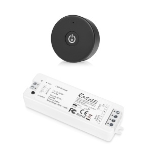Telecomandă pentru bandă LED AGGE reglarea intensității One-Key, RF 2.4 GHz, Negru remote control + unitate de control