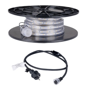 Bandă LED / Proiector de lucru AGGE Lite 230V - 400 lm/m, 5 m, bandă cu cablu de alimentare (3000K)