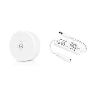 Controler pentru bandă LED AGGE mini pentru o singură culoare, RF 2.4 GHz, unitate de control + telecomandă reglarea intensității o tastă (Alb) - Img 2
