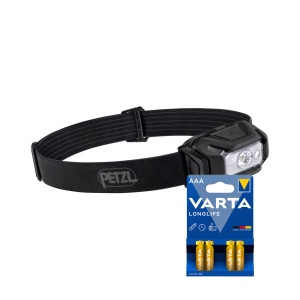 Lampă frontală PETZL Aria 1 RGB - 350 lm / 3 x AAA, Petzl Aria 1 RGB + 4 buc Varta Long Life baterii AAA