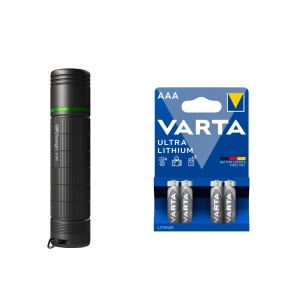 Lanternă GP P36 - 300 lm / 117 mm / 3 x AAA, GP P36 + 4 buc Varta Ultra Lithium baterii AAA