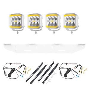 Proiector auxiliar OZZ SQR 5" Alb - pătrat / 12 cm / 90W / Ref. 50, 4 buc - Set complet