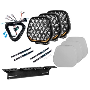 Proiector auxiliar PURELUX Panther 9 Long Range - Rotund / 23 cm / 240W / Off-Road, 3 buc - Set complet