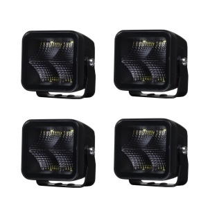 Proiector de lucru PURELUX Negru pătrat 40 Flood - 8 cm / 40W / fascicul larg, 4 buc - Img 2