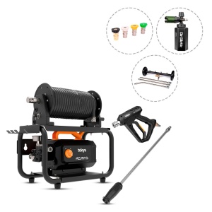 Aparat de spălat cu presiune TOKYA Azura 3 cu suport de perete, cu 20 m furtun și kit de accesorii