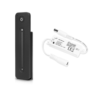 Controler pentru bandă LED AGGE mini pentru o singură culoare, RF 2.4 GHz, unitate de control + telecomandă reglarea intensității glisor tactil (Negru) - Img 2