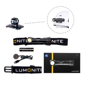 Lampă frontală LUMONITE Compass - 1250 lm / Reîncărcabil, Standard kit + Suport pentru cască - Img 2