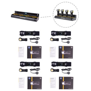 Lampă frontală LUMONITE Pixel V2 - 250 lm / Reîncărcabil, 4 x kit standard + stație de încărcare