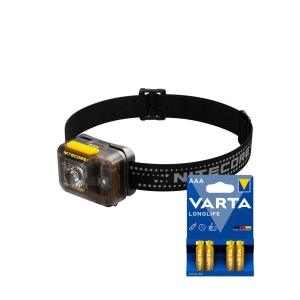 Lampă frontală NITECORE HA13 - 350 lm / 3 x AAA, Nitecore HA13 + 4 buc Varta Long Life baterii AAA