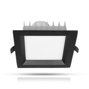 Spot încastrat AGGE pătrat Flood Antiglare Negru - IP44 / CCT / intensitate reglabilă, 12W / 100 mm