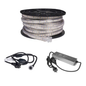 Bandă LED / Proiector de lucru AGGE 230V - 1500 lm/m, 20 m, bandă cu cablu de alimentare (4000K) + acumulator de rezervă - Img 2