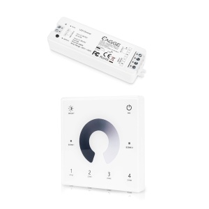 Controler pentru bandă LED AGGE pentru o singură culoare, RF 2.4 GHz, unitate de control + telecomandă reglarea intensității panou tactil de perete