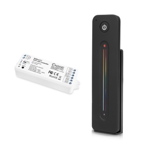 Controler pentru bandă LED AGGE RGB+CCT Color Controller, RF 2.4 GHz, Controller + Remote control Touch Slide (Negru) - Img 2