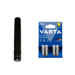 MAGLITE Solitaire LED - 47 lm / 81 mm / 1 x AAA, negru + 4 buc Varta Ultra Lithium baterii AAA