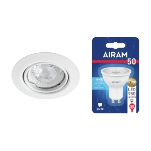 Ramă de montaj pentru spot încastrat AIRAM Lucca II, GU10, ramă de montaj + lampă (4000K / 5 W)