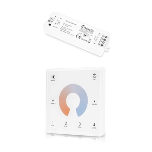 Telecomandă pentru bandă LED AGGE CCT Wall Suport Touch Panel 4-zones, RF 2.4 GHz, telecomandă + unitate de control - Img 2