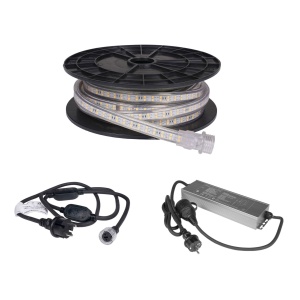 Bandă LED / Proiector de lucru AGGE 230V - 1500 lm/m, 10 m, bandă cu cablu de alimentare (3000K) + acumulator de rezervă - Img 2