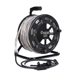 Bandă LED / Proiector de lucru AGGE 230V - 1500 lm/m, 25 m - tambur, bandă cu cablu de alimentare (3000K) - Img 2