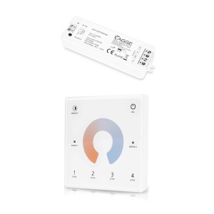 Controler pentru bandă LED AGGE CCT Color controler, RF 2.4 GHz, controler + telecomandă panou tactil de perete