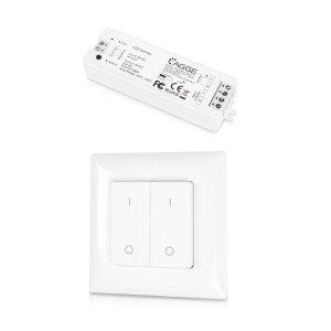 Controler pentru bandă LED AGGE pentru o singură culoare, RF 2.4 GHz, unitate de control + telecomandă reglarea intensității panou cu 4 taste
