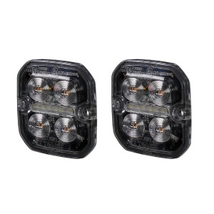 Lampă de avertizare / lumină de poziție PURELUX Strobe Ultra Slim pătrat - Alb/Roșu / 12/24V / 8W / 60 mm, 2 buc