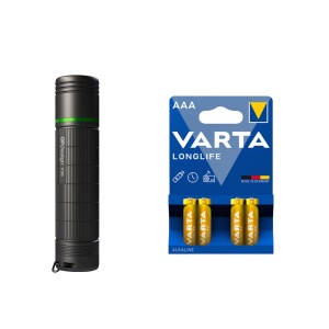 Lanternă GP P36 - 300 lm / 117 mm / 3 x AAA, GP P36 + 4 buc Varta Long Life baterii AAA