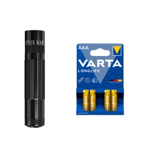 Lanternă MAGLITE XL50 - 200 lm / 122 mm / 3 x AAA, MagLite XL50 + 4 buc Varta Long Life baterii AAA