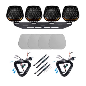 Proiector auxiliar PURELUX Panther 9 Long Range - Rotund / 23 cm / 240W / Off-Road, 4 buc - Set complet