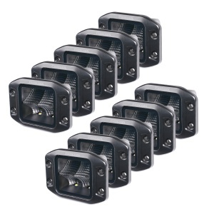 Proiector de lucru PURELUX Negru Flush-Suport pătrat - 12 cm / 40W / Flood, 10 buc