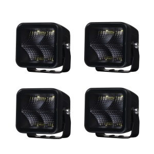 Proiector de lucru PURELUX Negru pătrat 40 Flood - 8 cm / 40W / fascicul larg, 4 buc